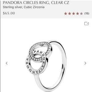 Pandora Circles Ring, Clear CZ NWOT